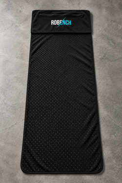 מגבת ROBENCH שחורה לספסל חדר כושר עם גב סיליקון נגד החלקה